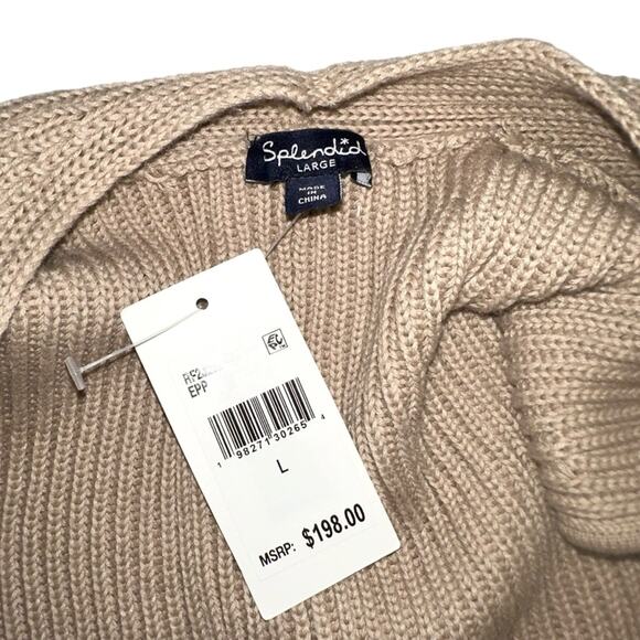 NWT Splendid Juliet Open Front Mid Length Tan Knit Cardigan Sweater Vest LARGE - Picture 5 of 8